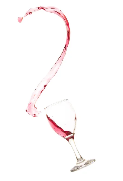 Wineglass Red Beverage Splashes Isolated White Background — Stock Photo, Image