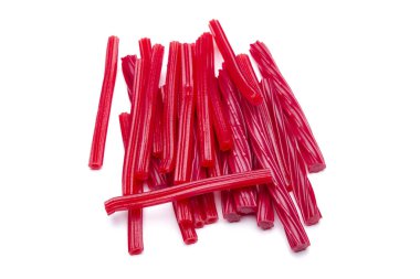 Beyaz, tatlı tatlı şekerler izole şekerli kırmızı sopa 