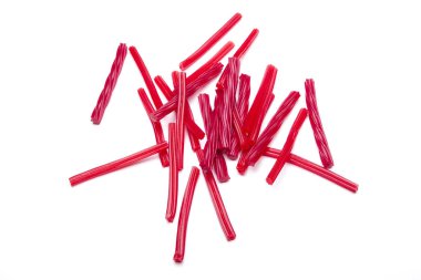 Beyaz, kopya alanı izole parlak kırmızı meyan sopa