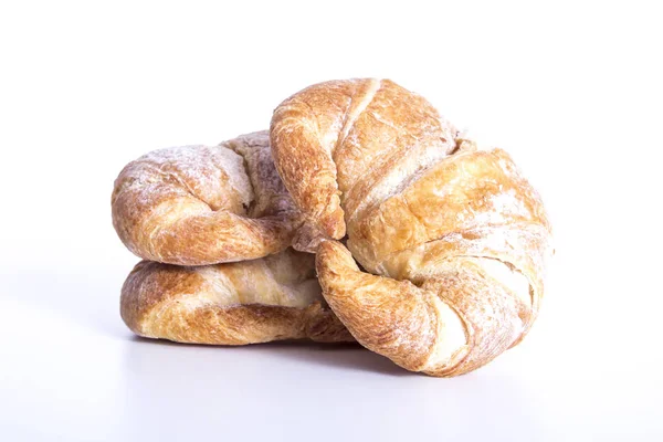 Sült Croissant Por Cukor Másolja Hely — Stock Fotó