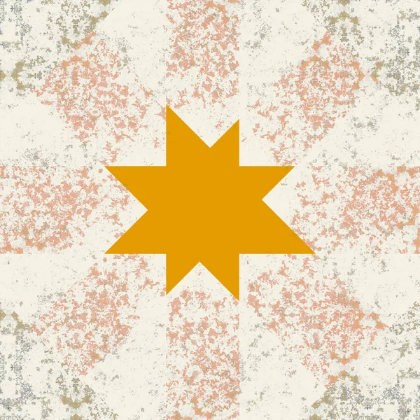 Gemalte Orangefarbene Sternform Auf Hellem Plakathintergrund — Stockfoto