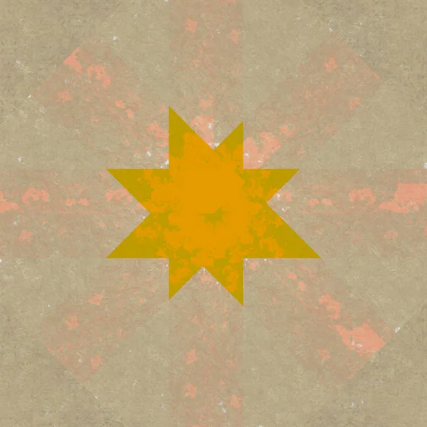Símbolo Forma Estrella Naranja Abstracta Sobre Fondo Gris Desvanecido Espacio —  Fotos de Stock