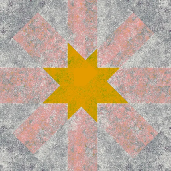 Square Tile Painted Yellow Star — Stock Photo, Image