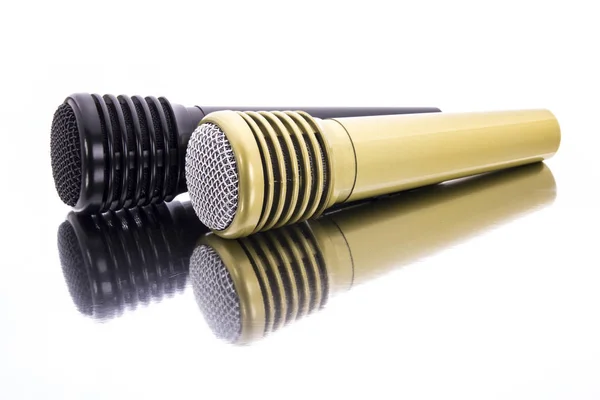 Two Microphones Mirror Surface Reflection — Stock Photo, Image