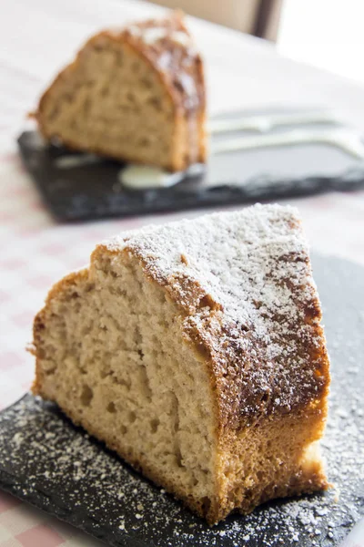 Vaj Torta Darab Cukor Por — Stock Fotó