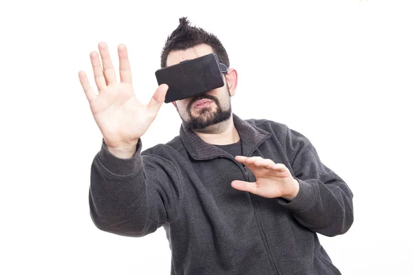 Lutando Homem Vestindo Óculos — Fotografia de Stock