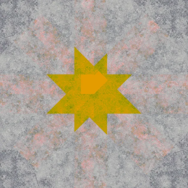 Gelb Lackierter Orangefarbener Stern Auf Quadratischem Hintergrund — Stockfoto