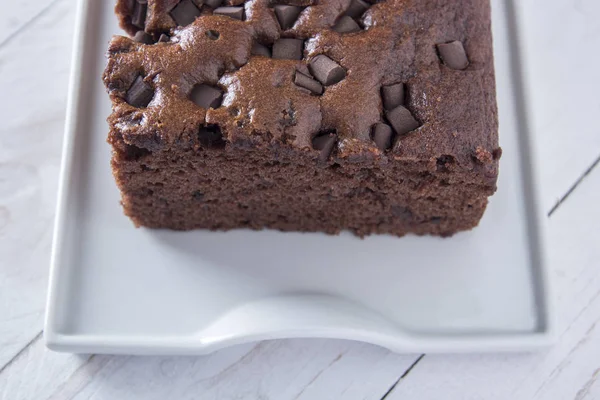 Close Van Chocolade Brownie Plaat — Stockfoto