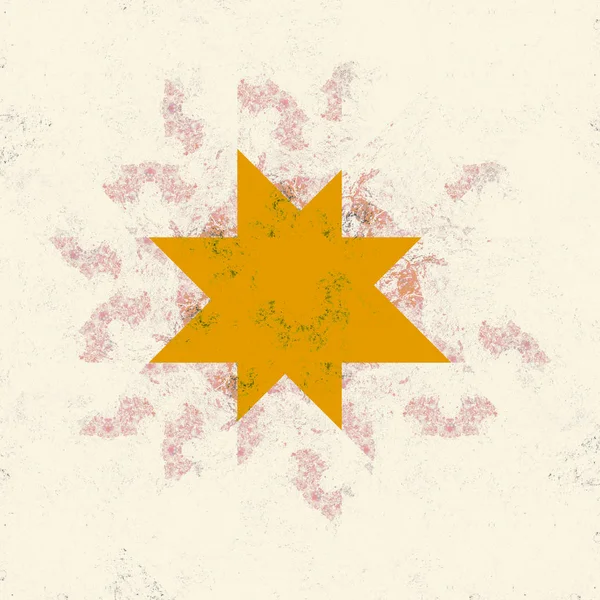 painted star shape on abstract faded rusty background, copy space