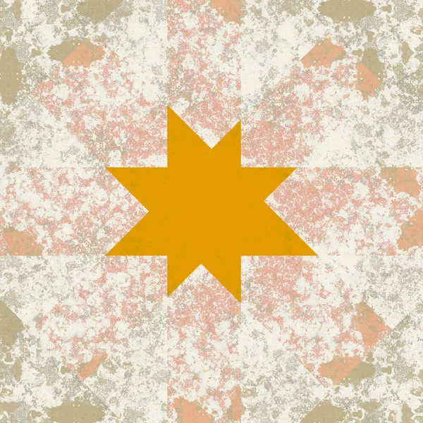 Orange Farbe Sternform Auf Abstrakt Beschädigtem Hintergrund — Stockfoto