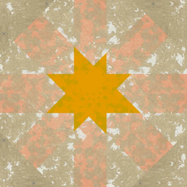 Orange Farbe Sternform Auf Abstrakt Beschädigtem Hintergrund — Stockfoto