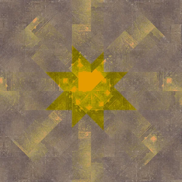 square tile with painted star shape on brown background
