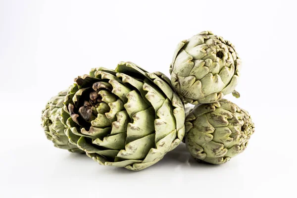 Verduras Frescas Sobre Fondo Blanco Alcachofas — Foto de Stock