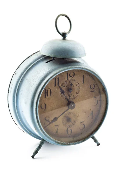 白い背景の青い目覚まし時計 ロイヤリティフリーのストック写真