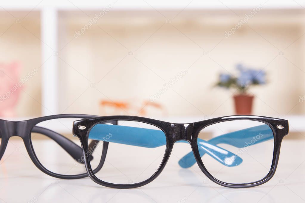 stylish different glasses on table 