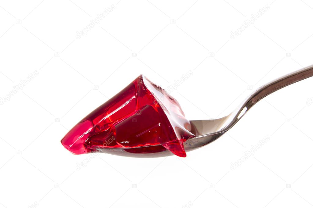 red gelatin on spoon