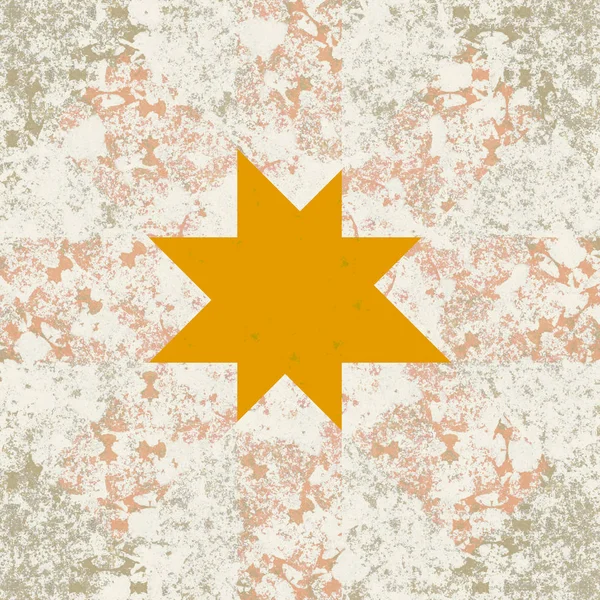 Rostiger Heller Hintergrund Und Gelbe Sternform — Stockfoto