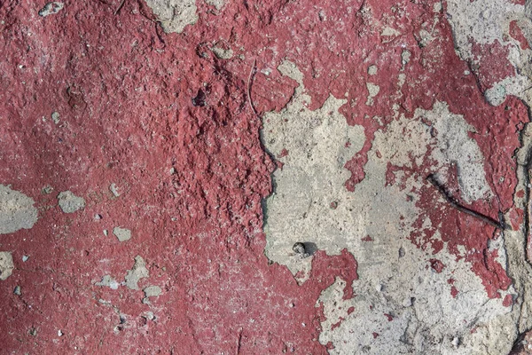 Alter Verwitterter Zementbau Wandstruktur Mit Roter Farbe Stuck — Stockfoto