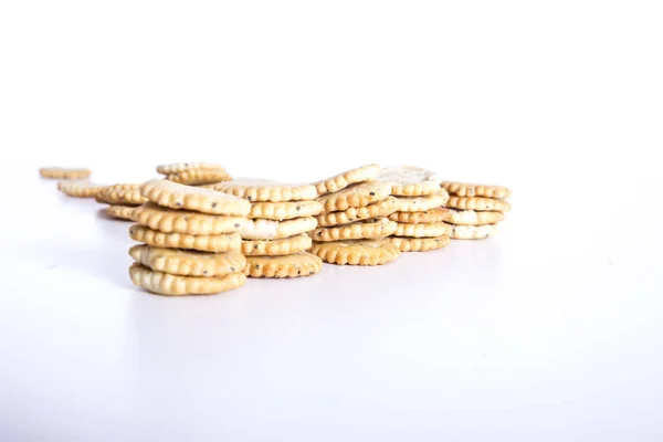 Stack Biscotti Isolati Sfondo Bianco — Foto Stock