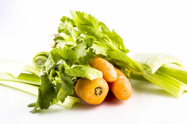 Verduras Frescas Sobre Fondo Blanco Zanahorias — Foto de Stock