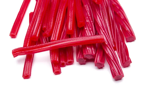 Rote Sticks Isoliert Auf Weißen Süßen Süßspeisen — Stockfoto