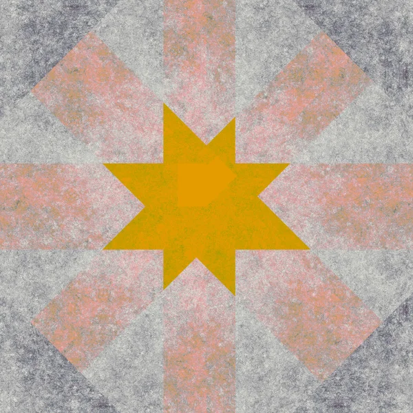 Quadratische Fliese Mit Orangefarbenem Stern — Stockfoto