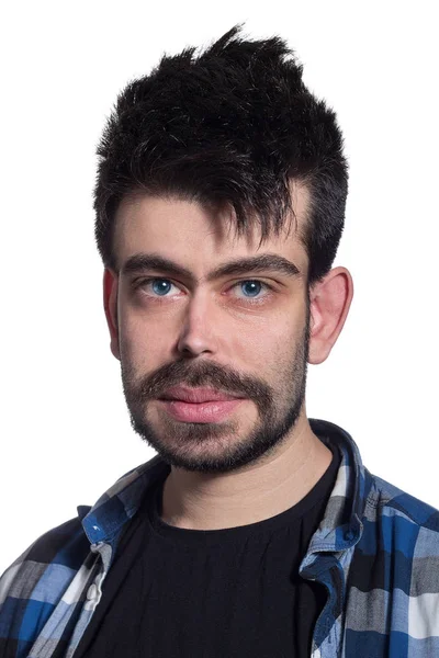 Retrato Cara Del Hombre Sobre Fondo Blanco Mirando Cámara —  Fotos de Stock