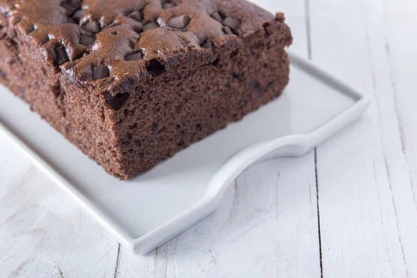 Close Van Brownie Cake Plaat — Stockfoto