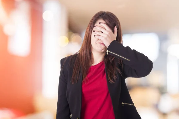 Looser Business Woman Covering Eyes Hand — Stock Photo, Image