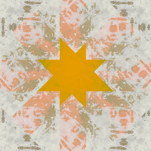 painted star shape on abstract rusty background, grunge texture for copy space