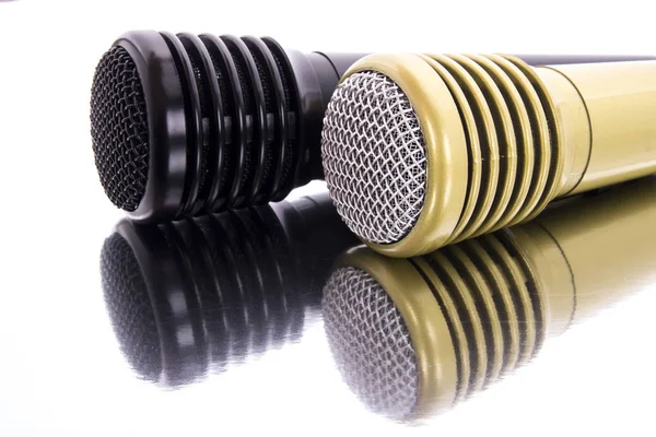 Two Microphones Mirror Surface Reflection — Stock Photo, Image