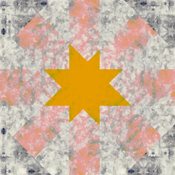 square tile with painted orange star shape on light texture border