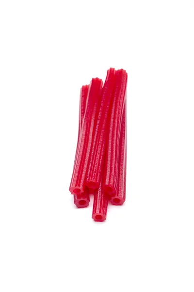 Gummy Red Licorice Candies Isolated White — Stock Photo, Image