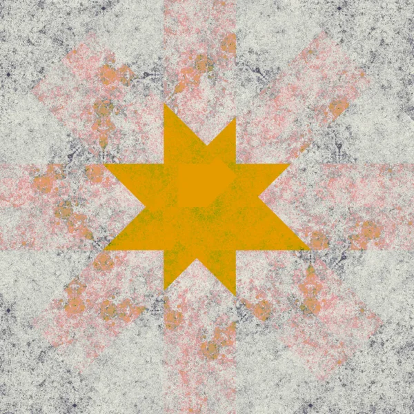 square tile with painted orange star, template for copy space