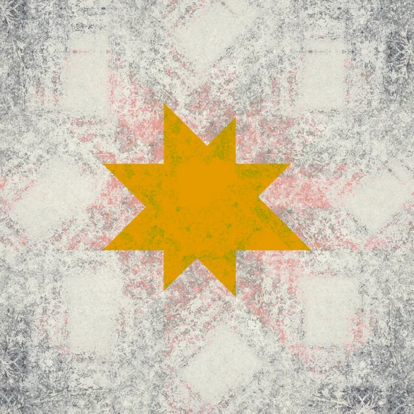 square background with painted orange star