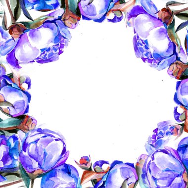 peonies suluboya. arka plan. çerçeve