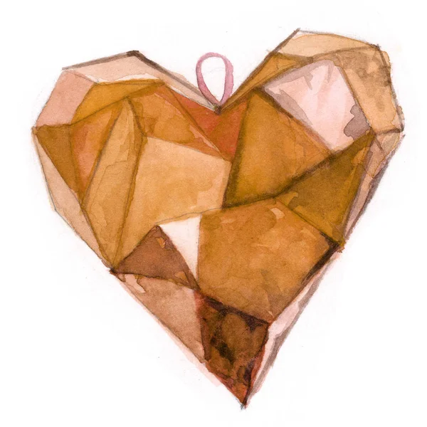 Hart Van Kristal Schorsing Decoratie Juweel Aftelkalender Voor Valentijnsdag Aquarel — Stockfoto