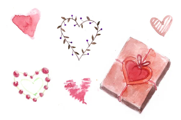 Fixer Saint Valentin Des Bonbons Aquarelle Forme Coeur — Photo