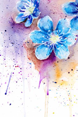 bahar bloom. kiraz çiçeği çiçek damla su sıçramalarına suluboya. polen