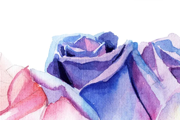 Bouquet Rose Acquerello Sbavature Gocce Fiori — Foto Stock