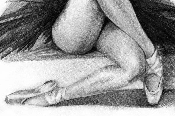 バレリーナの足だ 鉛筆画 グラフィック ポイント シューズ — ストック写真