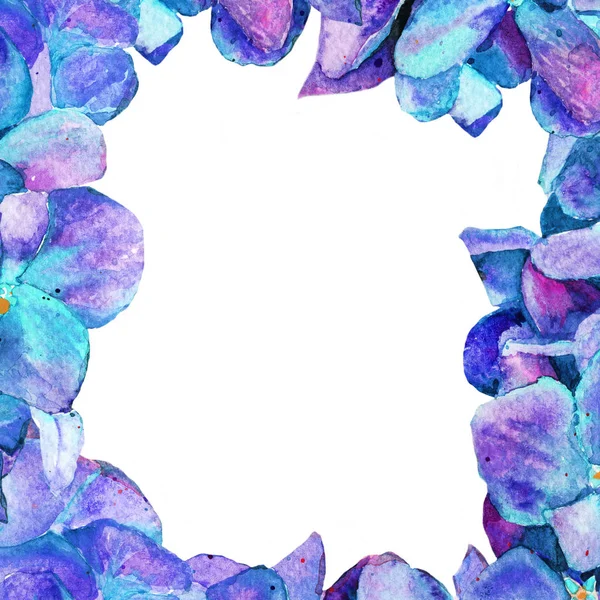 水彩画中的绣球花 春天的夏天 背景框架 — 图库照片