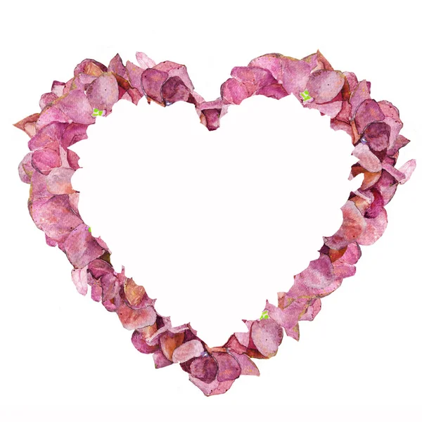 San Valentín Amor San Valentín Acuarela Hortensias Primavera Corazón Flores — Foto de Stock