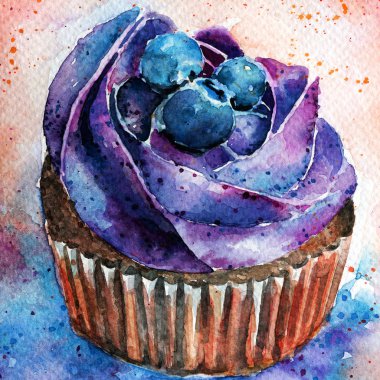 Böğürtlenli suluboya kek