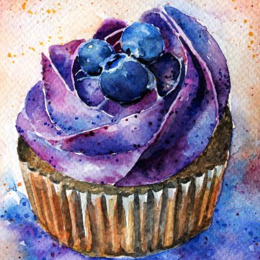 Böğürtlenli suluboya kek