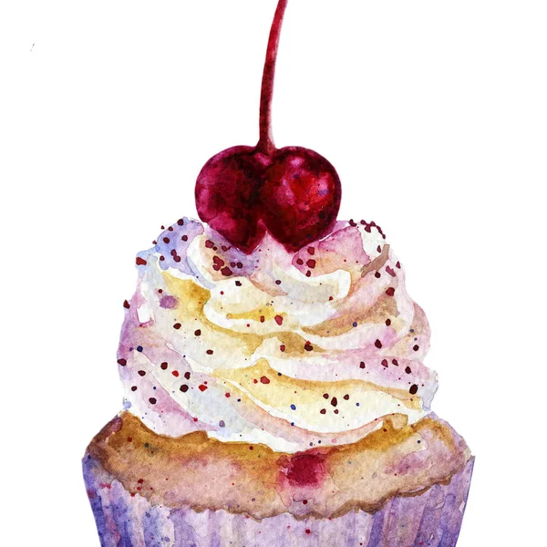 Cupcake Aquarelle Cerise — Photo