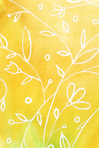 Wzorce Wiosna Kwiaty Pąki Płatki Akwarela Plamy — Zdjęcie stockowe
