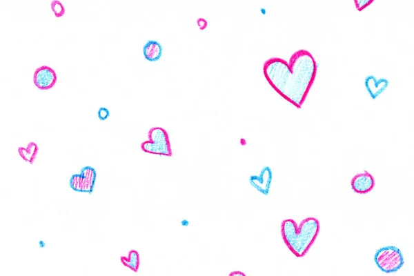 Kolorowanie Kredkami Okręgi Punkt Serca Szkoła Rysunku Dzień Miłość Tło — Zdjęcie stockowe