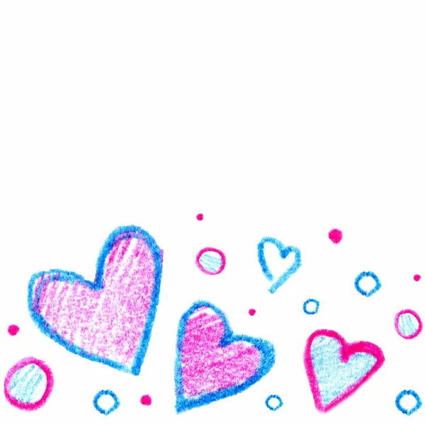 Kolorowanie Kredkami Okręgi Punkt Serca Szkoła Rysunku Dzień Miłość Tło — Zdjęcie stockowe