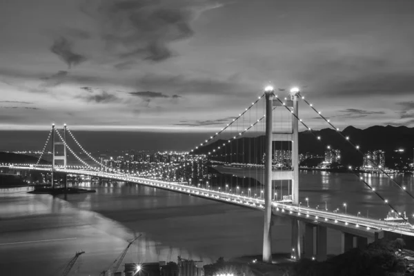 Мост Цин Гонконге Сумерках — стоковое фото